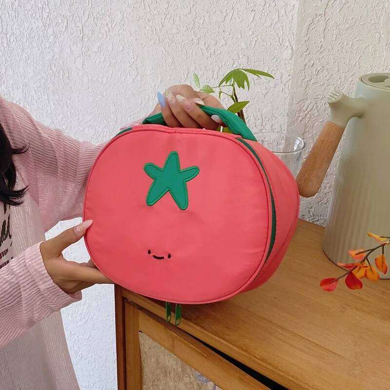 Tomato Makeup Bag Nylon Waterproof Portable Toiletry Pouch Unique Cute Design Cosmetic Organizer XJ260310