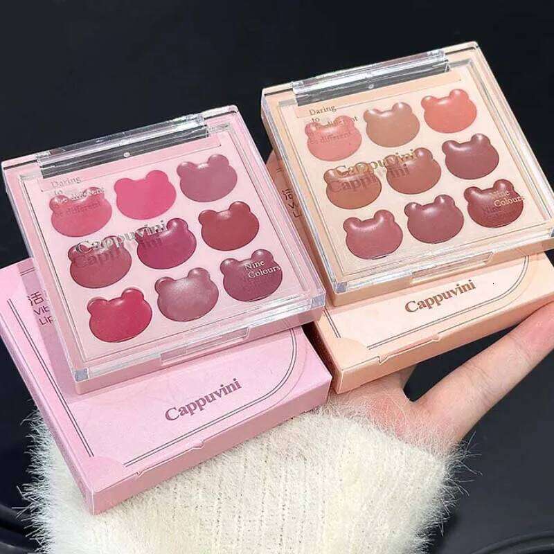 Cappuvini 9 Colors Velvet Lip Mousse - Matte & Natural Finish, Long-Lasting Non-Drying, Cute Bear Design for Youthful Look, Z260310