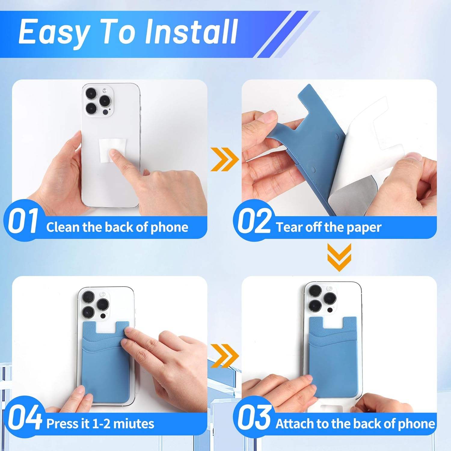 Silicone Phone Back Card Holder Glued to Mobile Phone Self-adhesive Mini Wallet Card Holder Credit Pocket