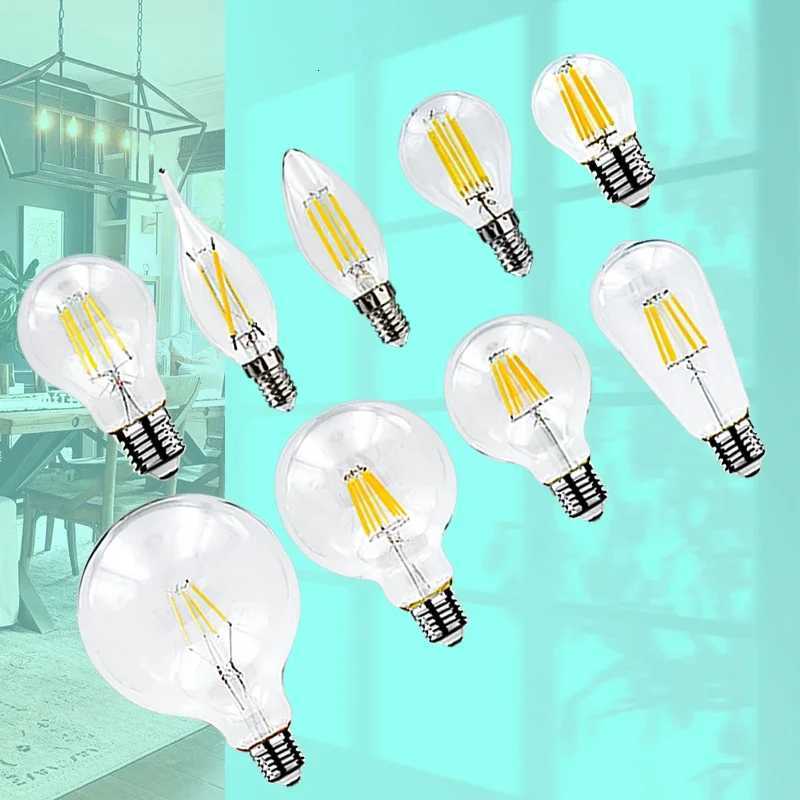 4pcs/lot Retro Edison LED Light Bulb E14 E27 AC220V 2W 4W 6W 8W Glass Vintage Filament Lampada Led Lamp Cold/Warm White Lighting H260310