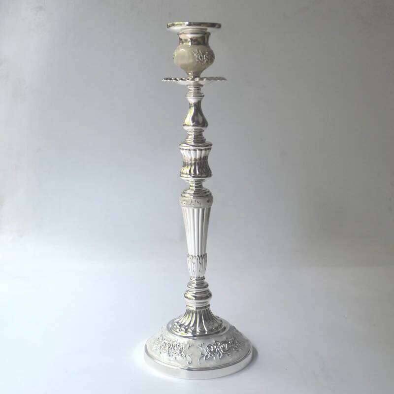 European Rose Flower Design Gold Silver Plating With White Hand Enameled Tabletop Metal Alloy Stick Candle Holders Pair H260310