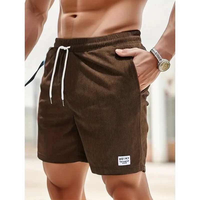 Mens Corduroy Shorts Summer Casual Sports Pants Minimalist Streetwear Elastic Waist Quick Dry Outdoor Shorts N260310