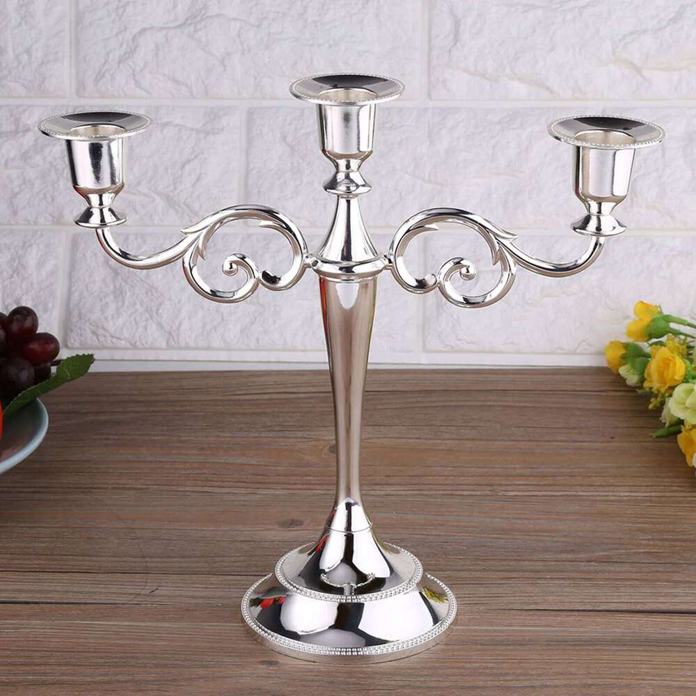 3 Arms Metal Candle Holder European Style Candelabra Wedding Candlestick Home Decor Gold and silver H260310