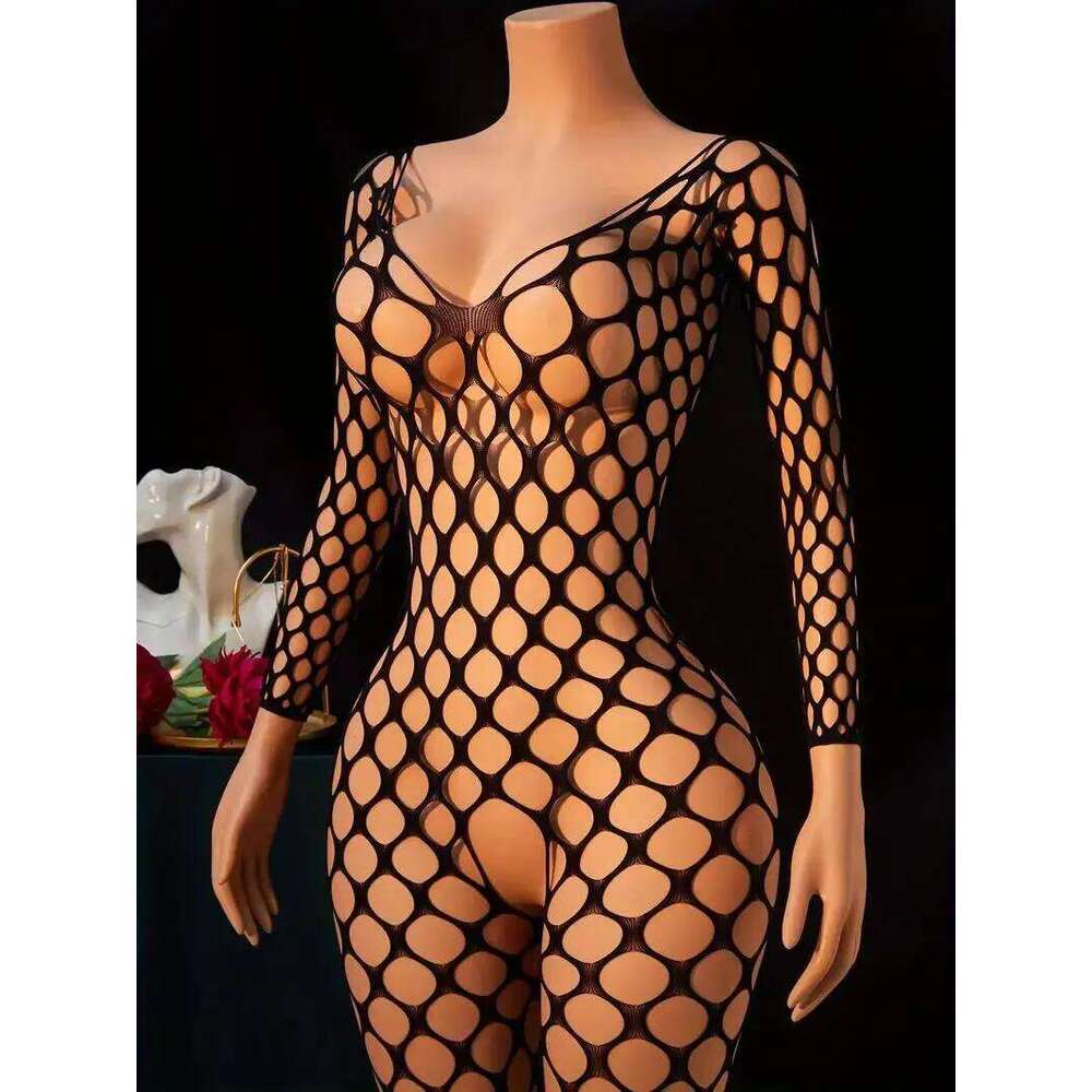 Crotchless Bodystocking For Sex Transparent Sexy Lingerie Sexiest Bodysuit Erotic Costumes Black Full Body Stockings 26L0310