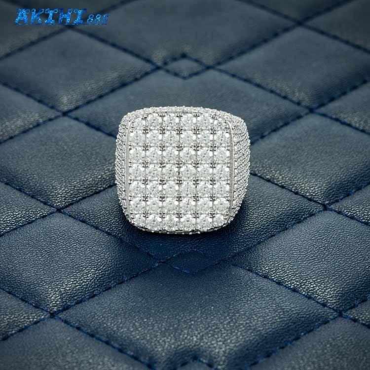 Custom Iced Out Hip Hop Moissanite Ring for Men VVS Diamond Cut 925 Sterling Silver Engagement Wedding Jewelry GRA Certified