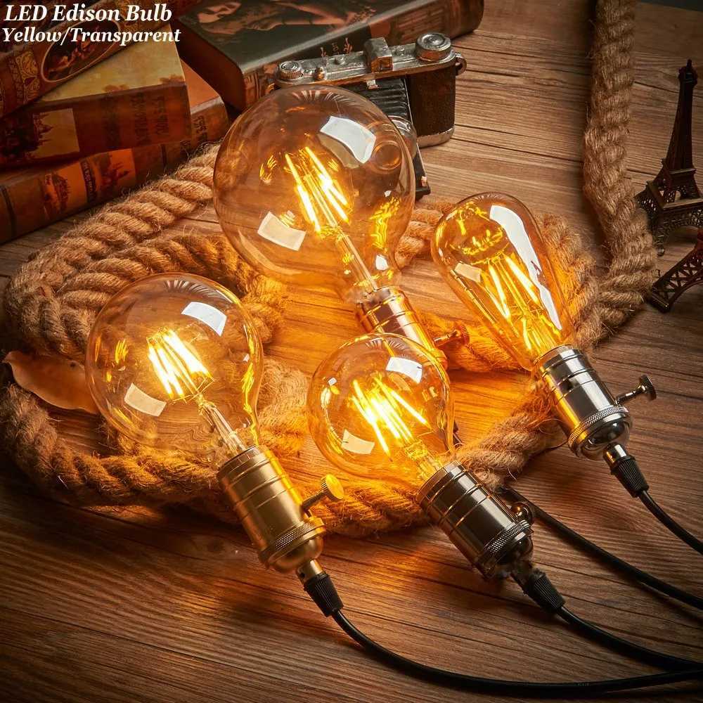 G80 Vintage Edison Lights DC12V AC220V Globe Lamp 4W Amber Glass 12V Low Voltage RV Camper Bulbs Marine Boat Solar Battery Light H260310
