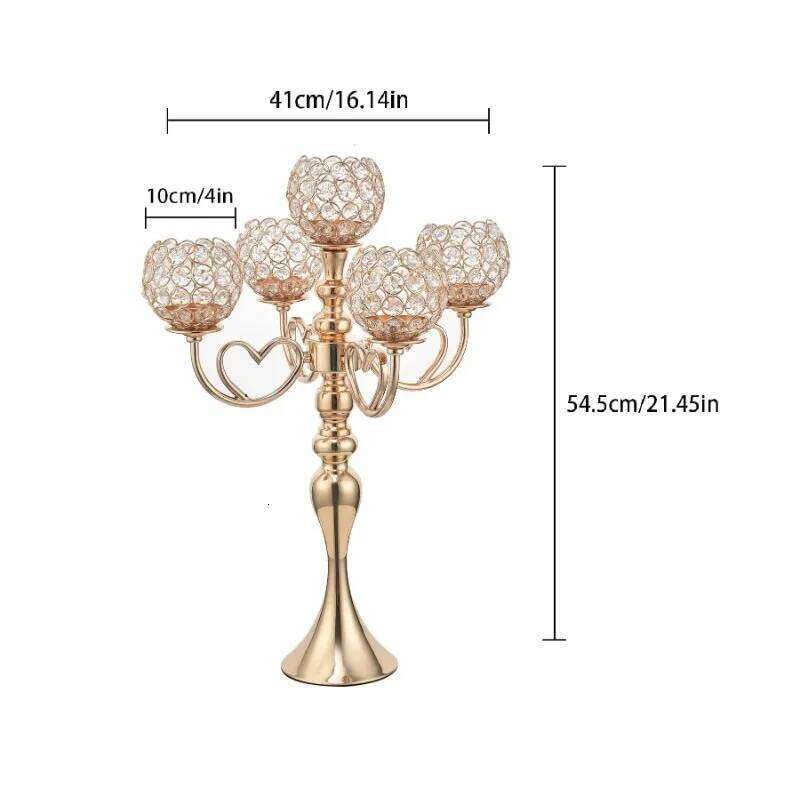 Gold/Silver Crystal Holders 5 Arm Candelabra Centerpiece Table Decorations Candle Holder for Home Wedding DECOR H260310