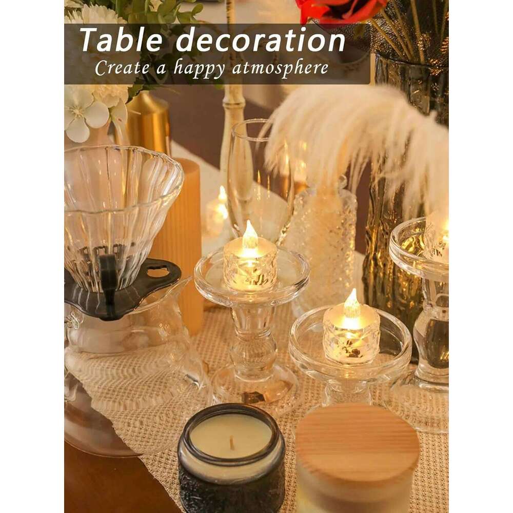 LED Battery Powered Flameless Tea Fake Candle Wedding Birthday Party Home Decoration Lamp Candlestick Candles H260310