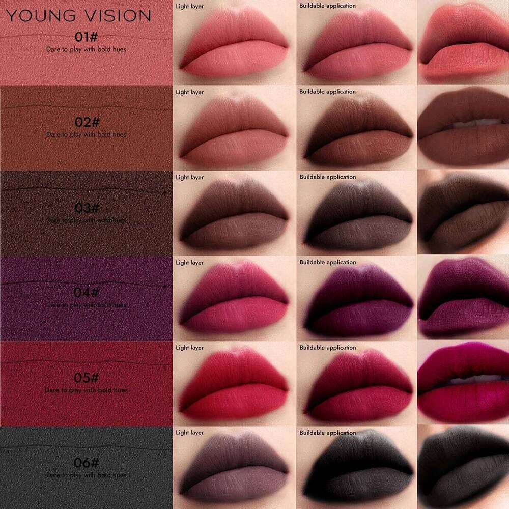 YOUNG VISION Matte Velvet Waterproof Nude Mud-like Texture Finish Latte Coffee Brown Lip Gloss Cosmetics Z260310