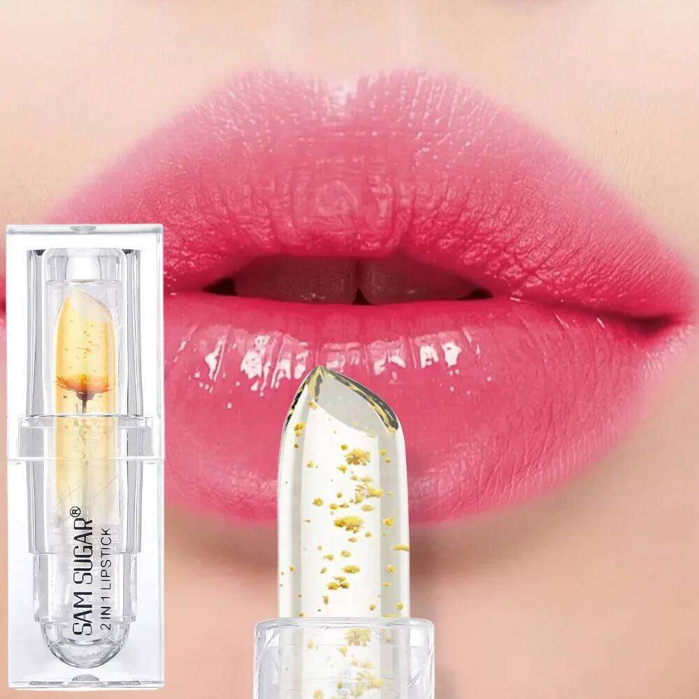 SAM SUGAR 3 Color Temperature Change Easy to Apply Long-lasting Moisturizing Transparent Gold Foil Lipstick Z260310
