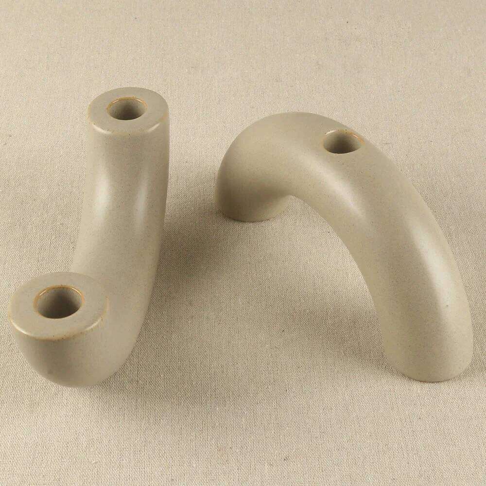 Traditional Arch Candlestick Holder,Nordic Minimalist Geometric Curved Candlestick,White Ceramic Tube type Candle Stand H260310