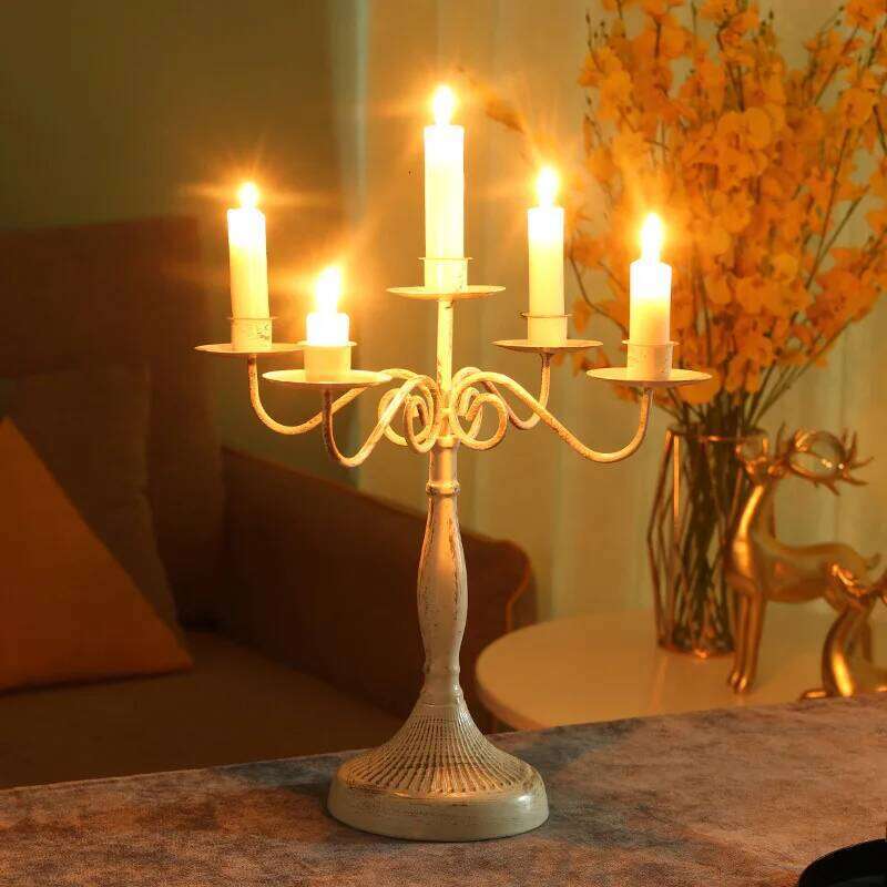 European Retro Wrought Iron Candlestick Decoration Suitable for Romantic Candlelight Dinner Shooting Decorative Props H260310