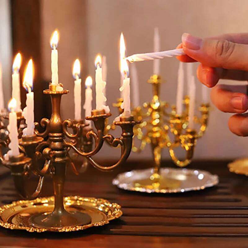 1Set Cute Miniature Furniture Toys Holder Candlesticks Party Cake Candle Holders Toppers for Dollhouse Decals H260310