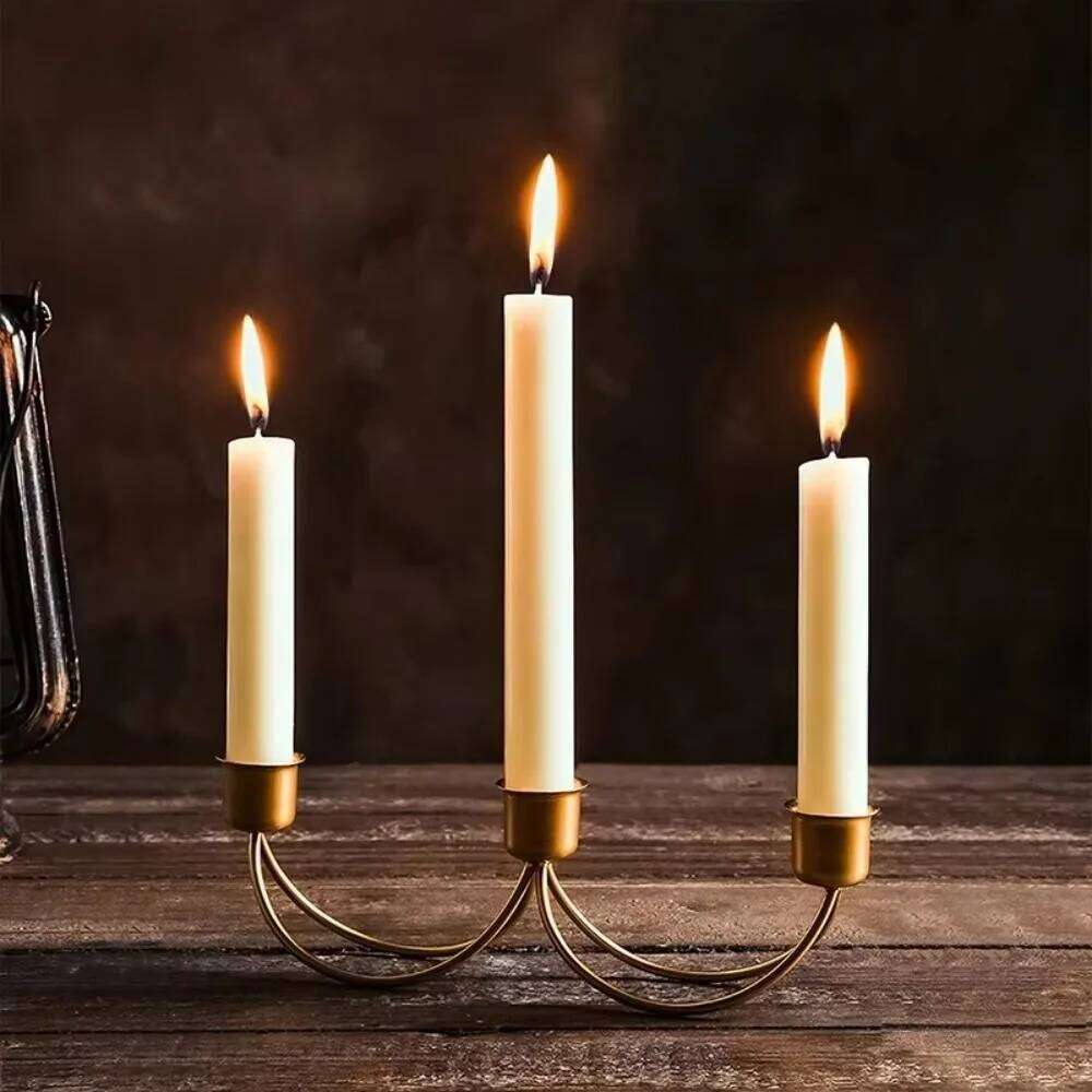 New Vintage Three Head Candlestick Minimalist Metal Stand Candle Holder Wedding H260310