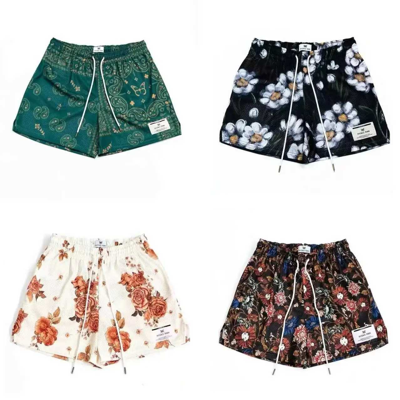 RYOKO RAIN New summer mens shorts men and womens fashion beach seaside casual shorts mesh sports quick-drying quarter pants N260310