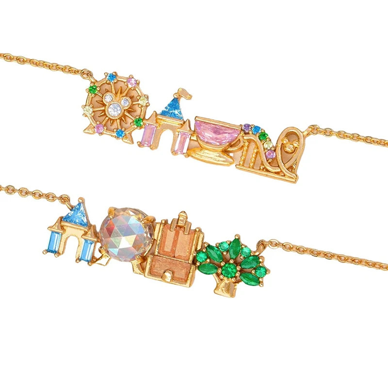 Cute Colorful Zircon Amusement Park Necklace For Women Girl Castle Vegetable Pendant Chain Necklaces Fashion Jewelry 260309