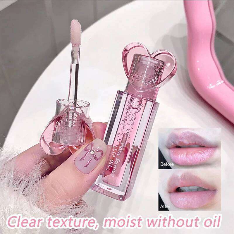 Pink Heart Care Set Moisturizing Reduce Dry Wrinkles Transparent Tint Mirror DUDU Oil Lip Mask Girl Lipstick Makeup Base Z260310