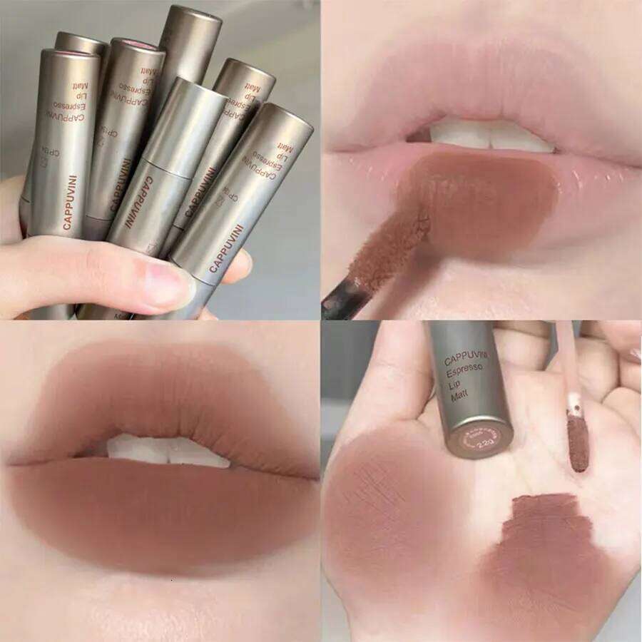 lipstick nude brown waterproof lip gloss long lasting Light Coffee Brown Lip Lacquer Matte Cinnamon Milk Tea Nud Z260310