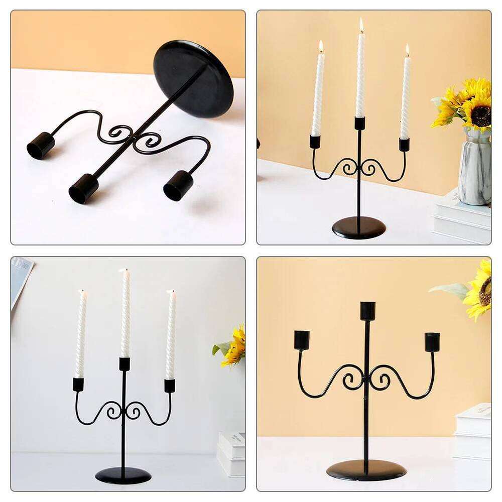 Romantic Iron Candlestick Candelabrum Detachable Metal Holder Wedding Home Decoration Table Centerpiece Vintage Style H260310