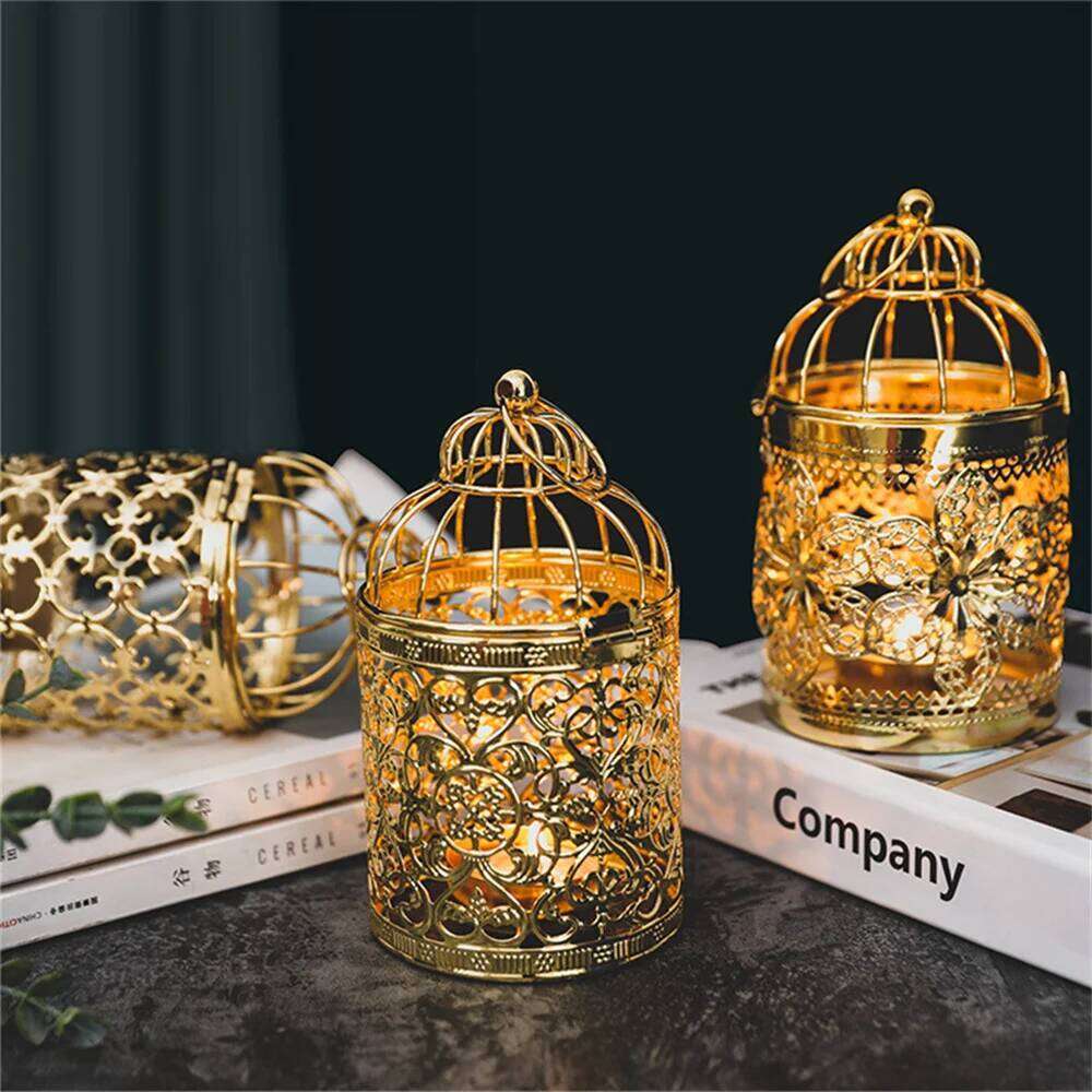 Candlestick Electroplated High Quality Household Home Hollow Metal Crafts European-style Portable Table Decoration H260310