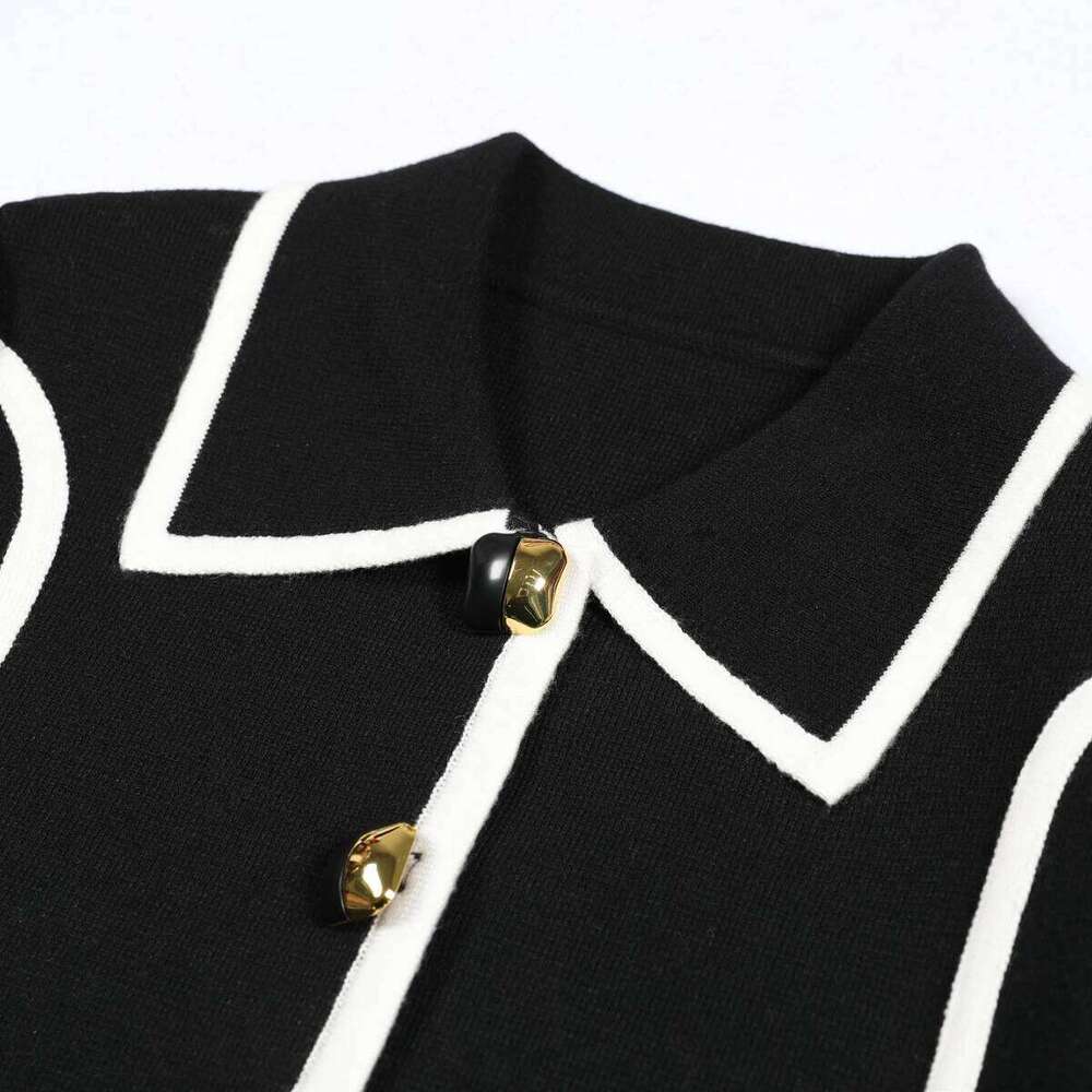 High Quality And Fashionable New Knitted Patchwork Lapel Button Long Sleeved Cardigan Straight Leg Pants Women S Suit MAKOUFEI