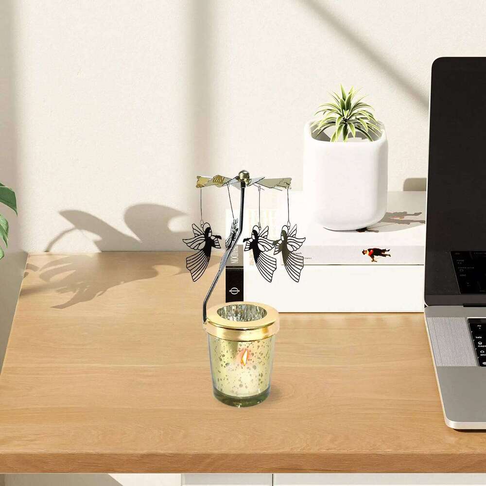 SpinningCandle Cat Carousel Spinner Rotating Tea Light Candle Holder for Table Centerpiece H260310