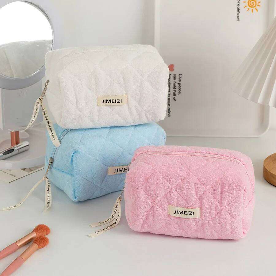 1pc/set quilted multifunctional makeup brush storage bag, cute travel toiletry bag XJ260310