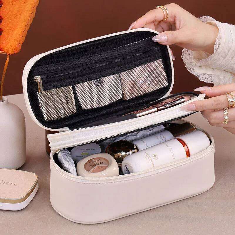 Makeup Double Layer Large Capacity Luxury Cosmetics Organizer Travel Essentials Women's Cosmetic Bag XJ260310