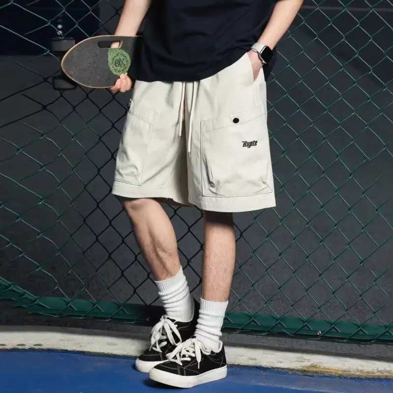 Retro Large Pocket Work Shorts Mens 25 Summer New High Street Loose American Letter Embroidered Five-point Casual Pants Top N260310