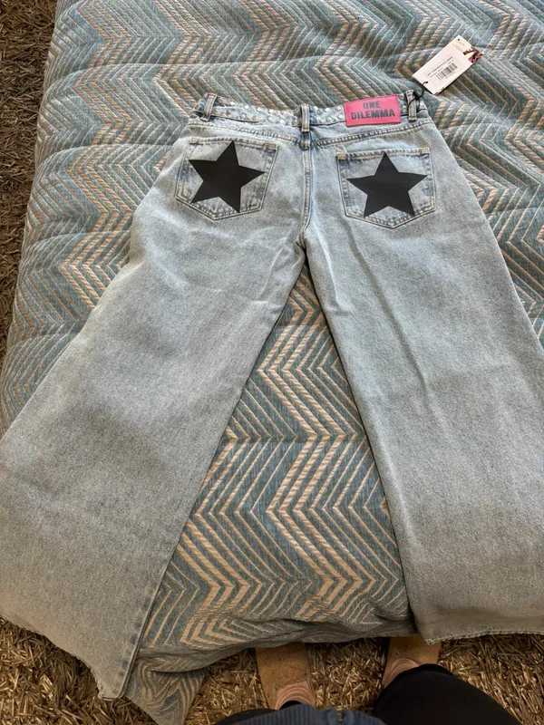 Y2k Stars Print Jeans Hip Hop Streetwear Baggy Denim Pants Low Waist Jeans Harajuku American Style Women ClothingT260310