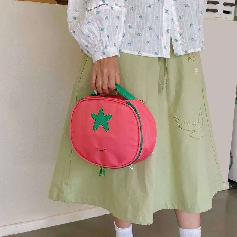 Tomato Makeup Bag Nylon Waterproof Portable Toiletry Pouch Unique Cute Design Cosmetic Organizer XJ260310