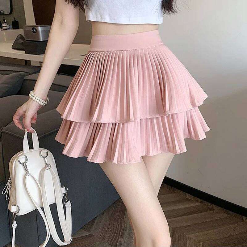 A-line White Lace Cake Mini Skirt Ballet Syle Mesh Ball Gown Short Dress Women New In Clothes Sweet Korean Casual Black Fashion XJ260309