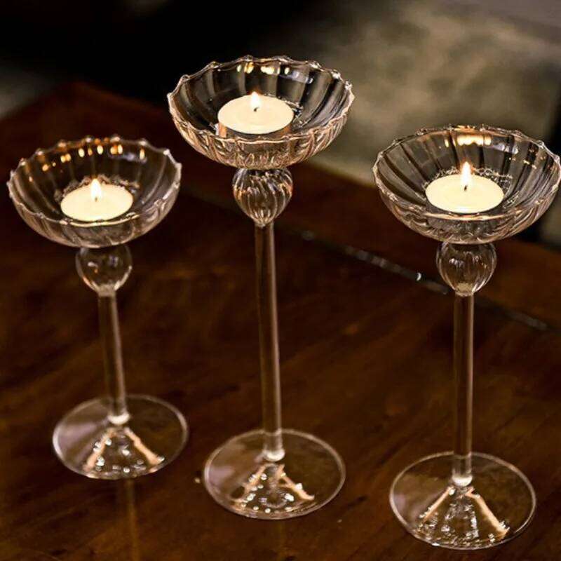 European Style Striped High Foot Candle Holders Elegant Home Decor Table Centerpiece Romantic Candlelight Dinner Decorations H260310