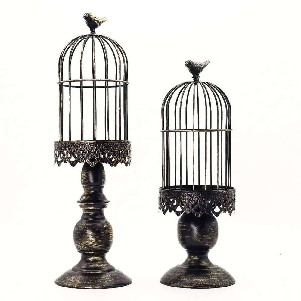 Retro Birdcage Candle Holder Iron Art Candlestick Home Decoration Props H260310