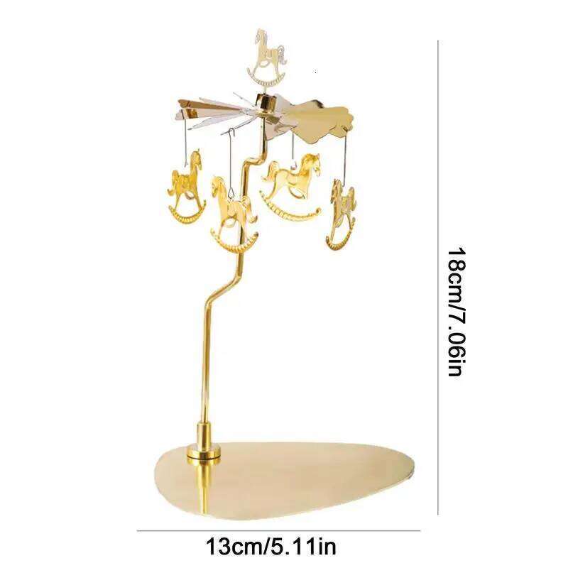 Thermal Rotation Gold Carousel Candlestick Romantic Spinning Aromatherapy Candle Holder For Wedding Home Decor H260310