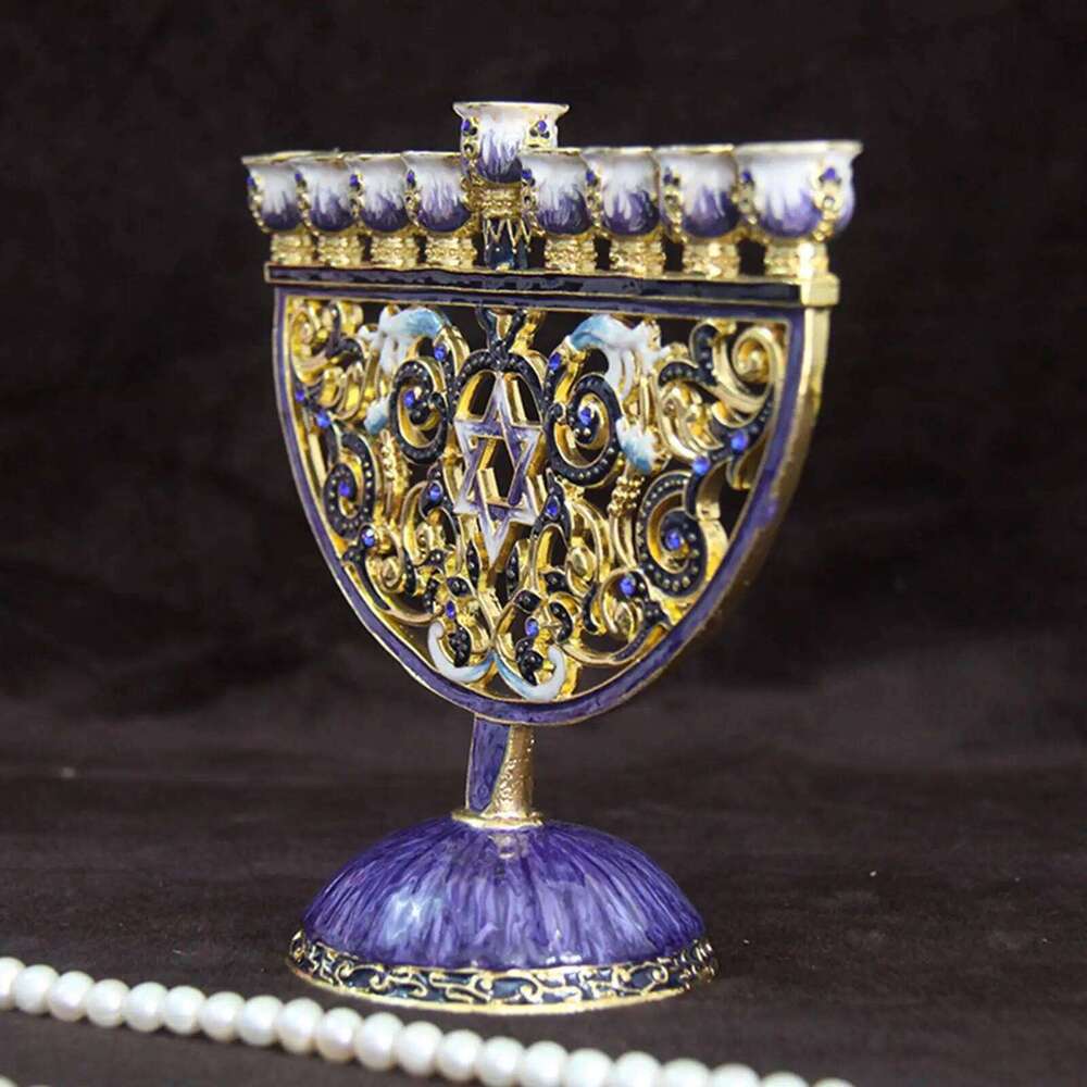Menorah Candelabra Candle Holder Candlestick Hand Painted Home Decoration Party Festival Candleholder H260310