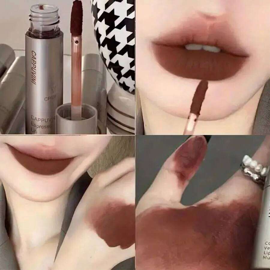lipstick nude brown waterproof lip gloss long lasting Light Coffee Brown Lip Lacquer Matte Cinnamon Milk Tea Nud Z260310