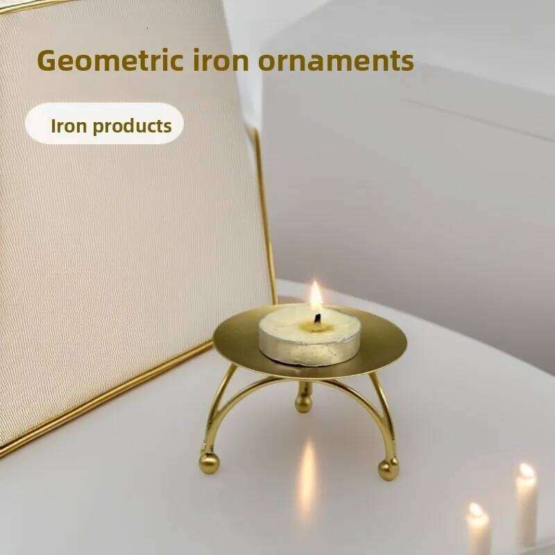 1PC New iron art holder round scented candle tray creative romantic dining table decoration desktop ornament H260310