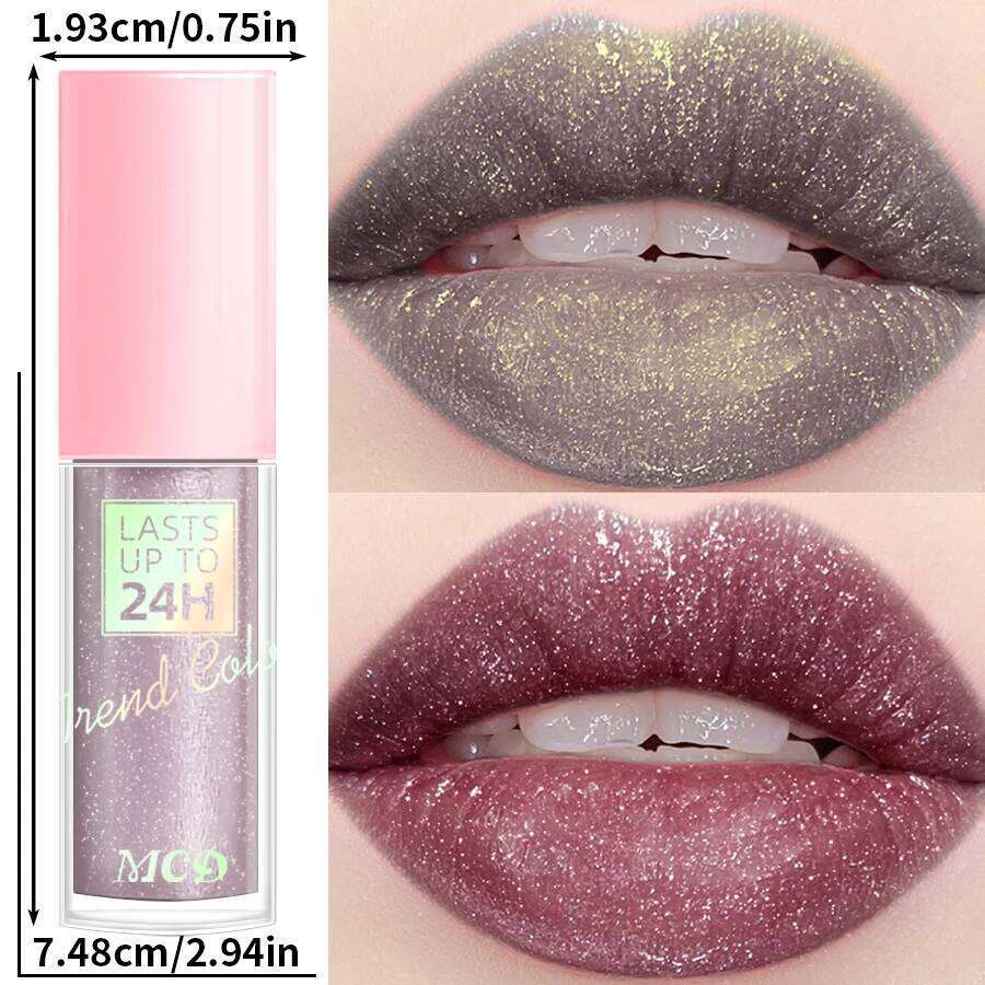 18 Colors Glitter 1pcs Glaze Long Lasting Gloss Waterproof Liquid Lipstick Makeup Oil Tint Moisturizing Lip Balm Z260310