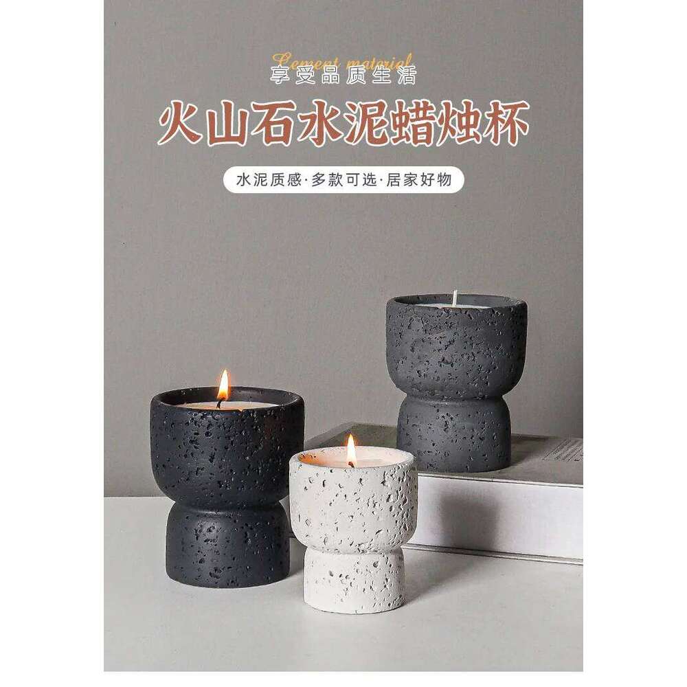 European style simple cement household scented candle empty cup diy high appearance level crafts indoor candlestick decoration H260310