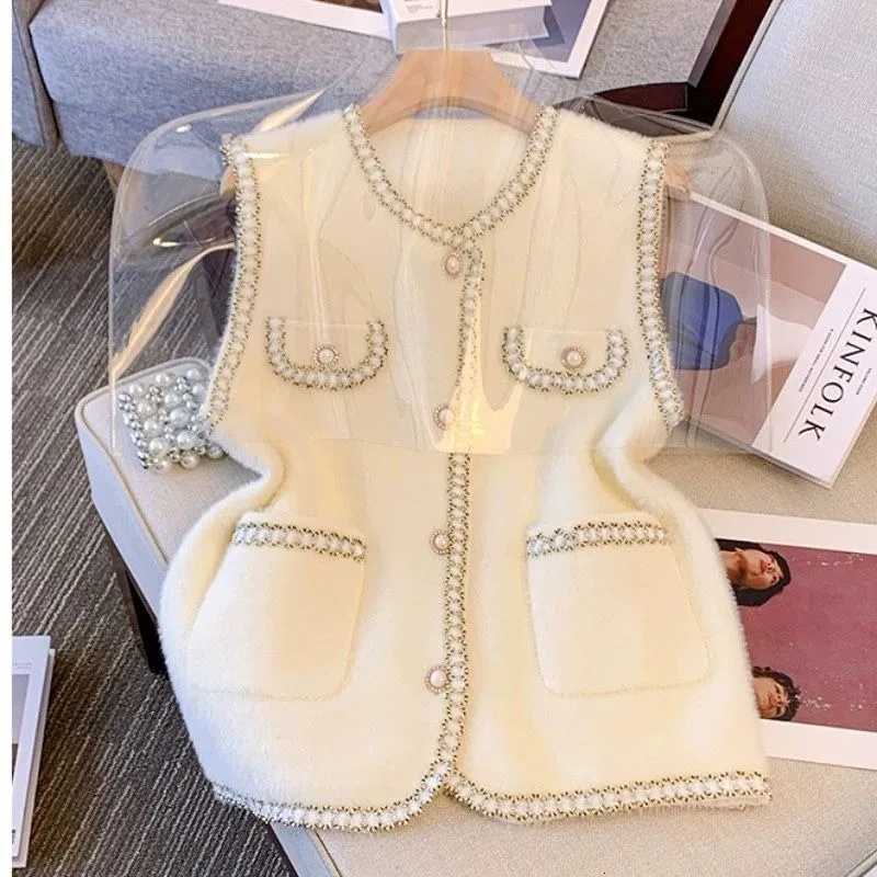 Xiaoxiangfeng Vest French Spring and Autumn New Versatile Vest 2025 Top Fashion Imitation Mink Cardigan Sleeveless JacketT260310