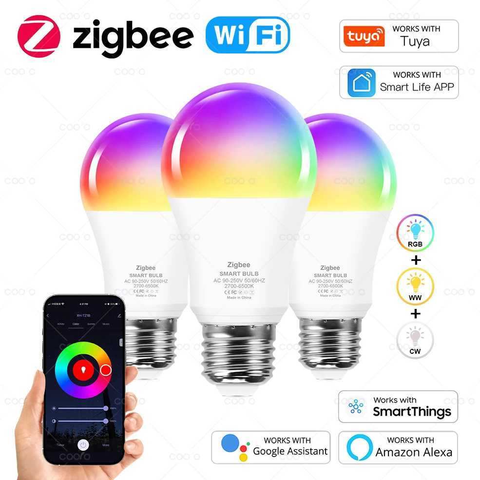 Tuya Wifi E27 Led Lamp RGB CW WW Zigbee Led Light Bulb Works with Alexa Google Home SmartThings for Smart Life Decoration H260310