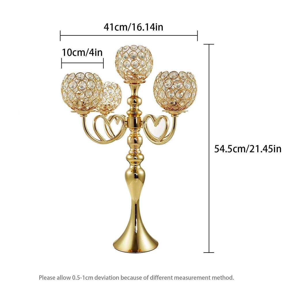 Crystal Metal 5-Arms Candelabra Candle Holders for Dining Room Table Centerpieces Wedding Party Holiday Home Decoration H260310