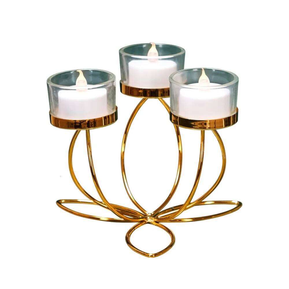 Modern Iron Candlestick Decor Ornaments Candle Stand Holder Retro Style Candlelight Dinner Props Bedroom H260310