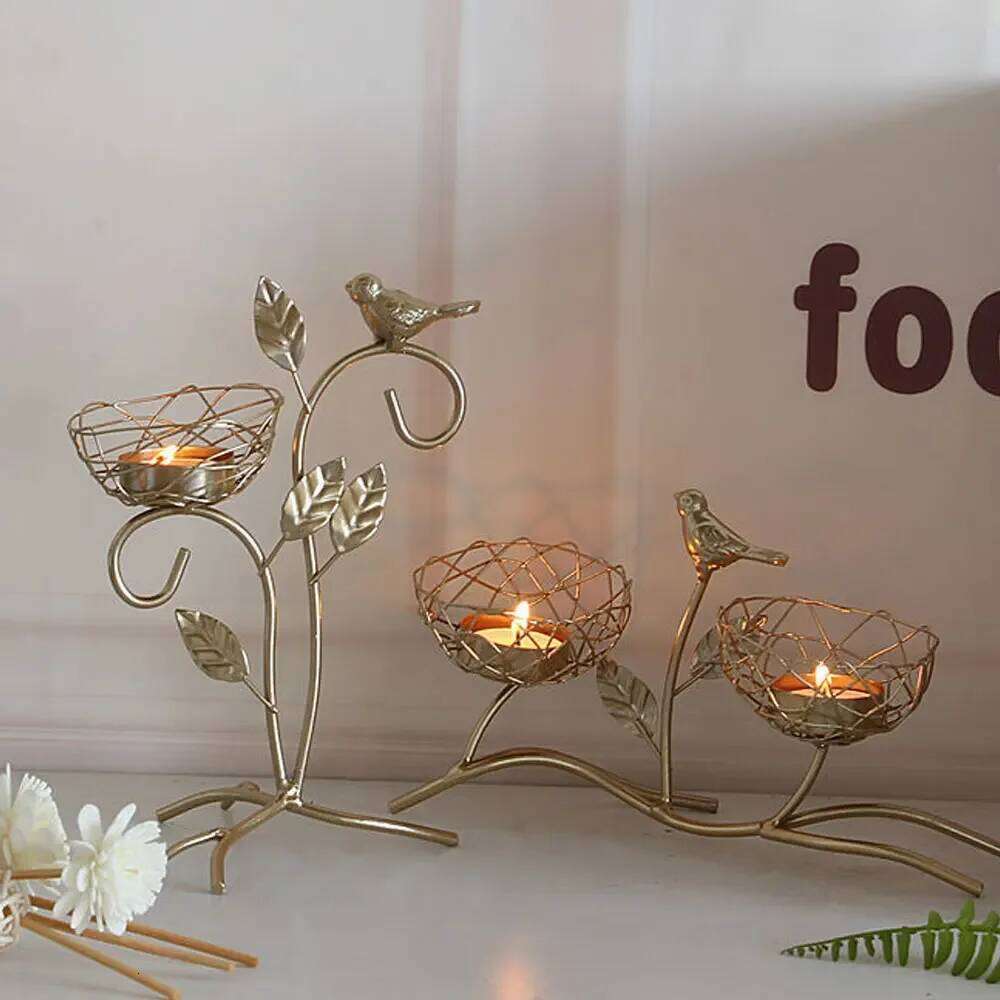 Wrought Iron Golden Bird Home Decor Candle Holders Wedding Decoration Accessories Candlesticks For Candelabro Centerpiece H260310