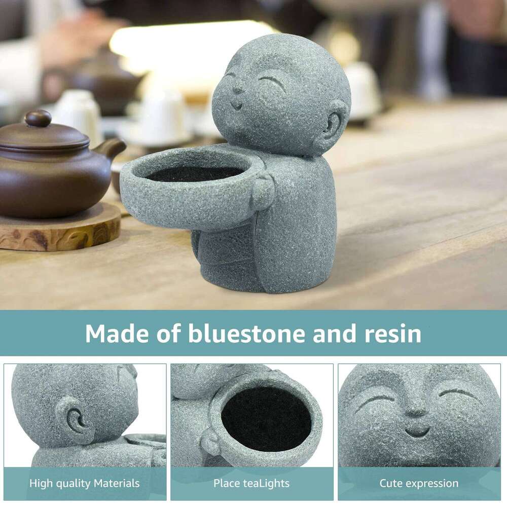 Tealight Vintage Sandstone Candle Holder Statues Simplistic Tea Light Buddha Figurine Candlestick Cute Zen H260310