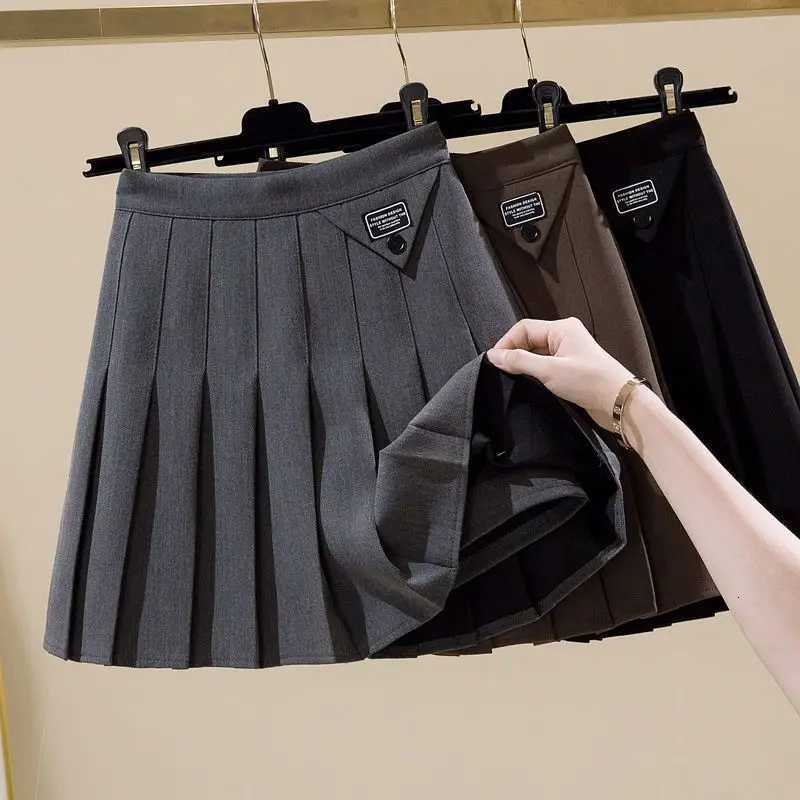 Korean Fashion Autumn New Womens Solid Pleated Zipper Simplicity Preppy Style Chic High Waist Short Slim A-line Pleated SkirtT260310