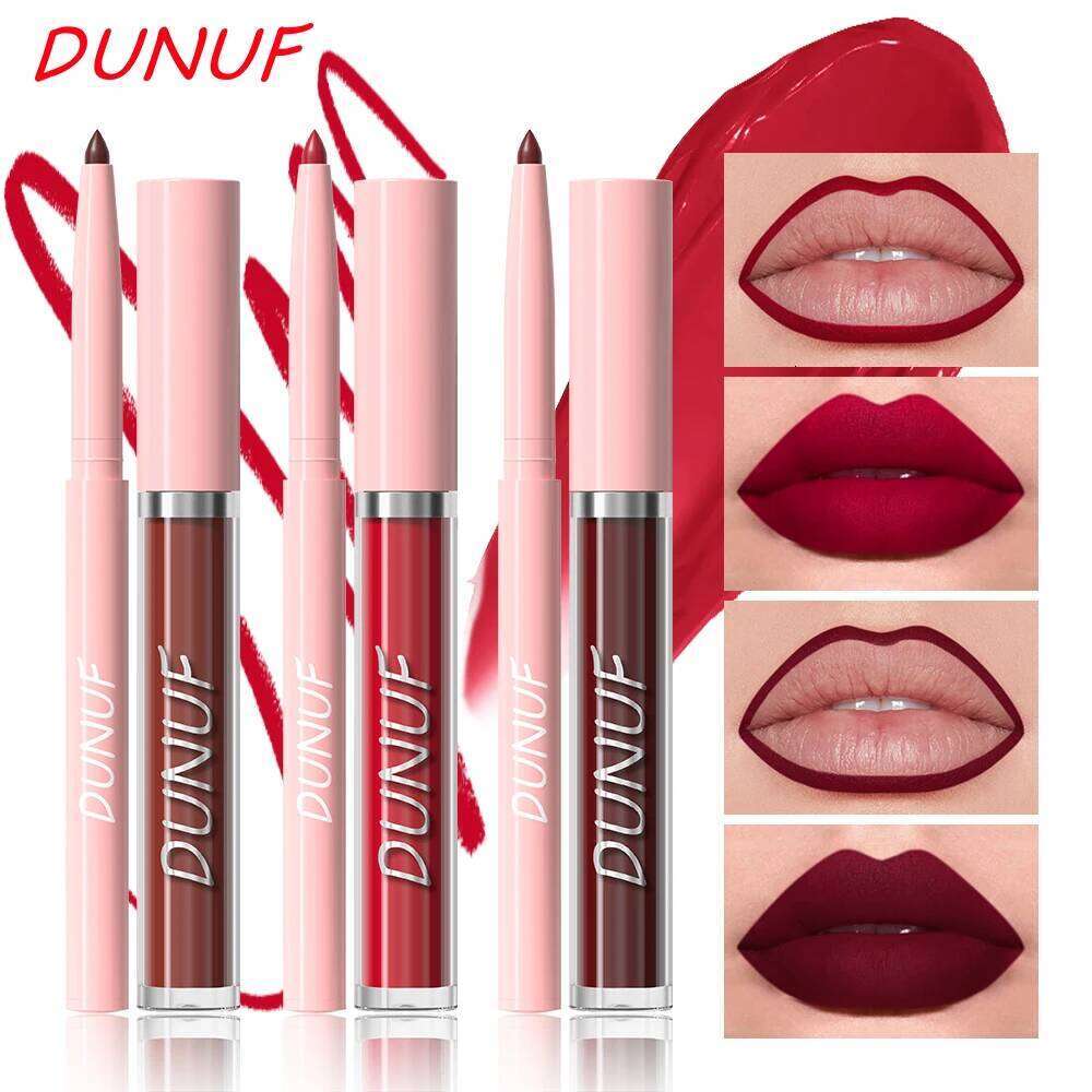 Matte Velvet Lipstick Set: Gloss Liner Waterproof Long-Lasting Non-Stick Cup Nude Red Lip Plumper High Pigment Y2K Gift Z260310