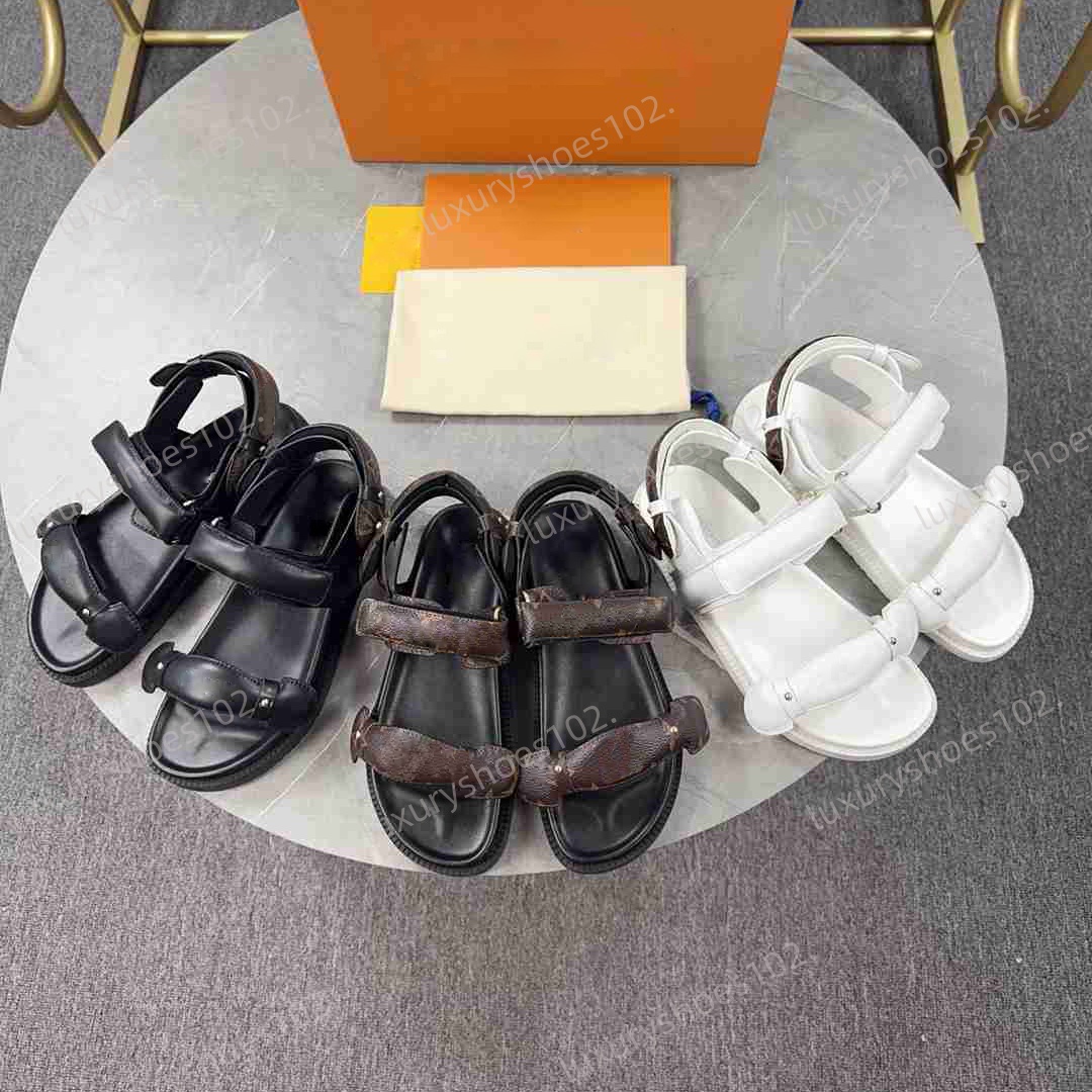 Designer Slippers Women Slides Leather Sandals Flat Slipper Printing Buckle Slide Lazy Sandal Classic Beach Mules