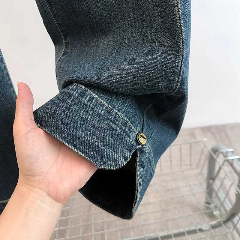 Autumn Women 9XL Blue Jeans Fashion Washed Cotton Elastic Straight Denim Pants Korean Casual Simple Female High Waist Trousers M260310